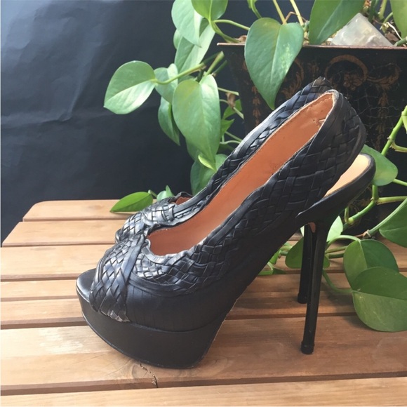 L.a.m.b. Lamb Gwen stefani Keaton braided leather platform sling back stiletto - Picture 2 of 16